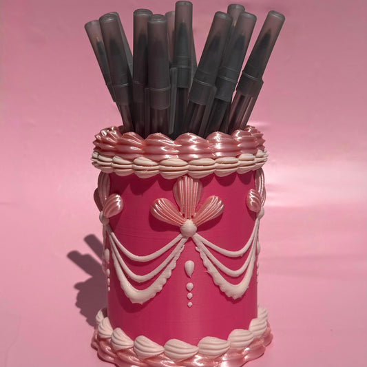Pink Vintage Cake Pencil & Pen Holder
