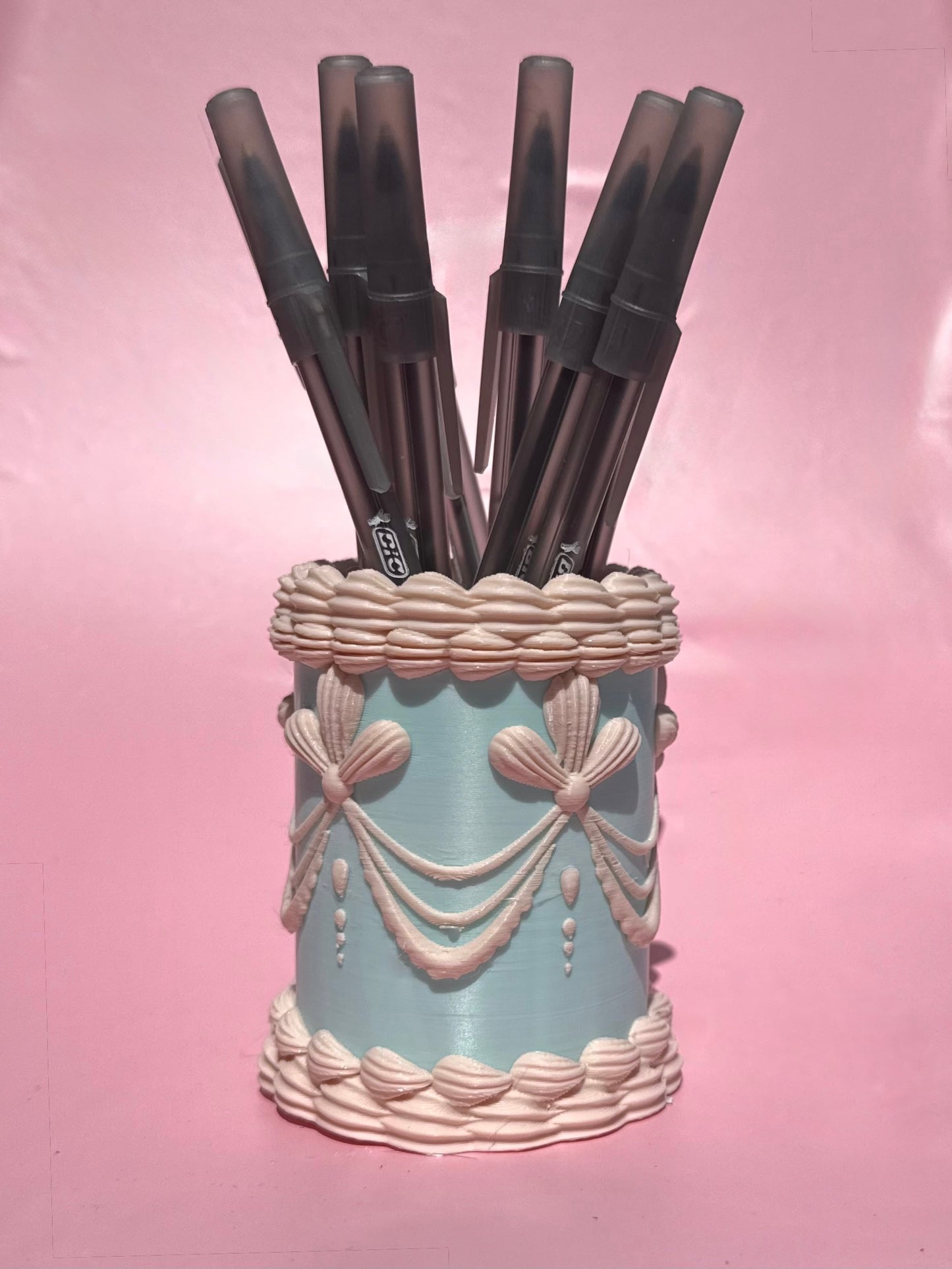 Teal Vintage Cake Pencil & Pen Holder