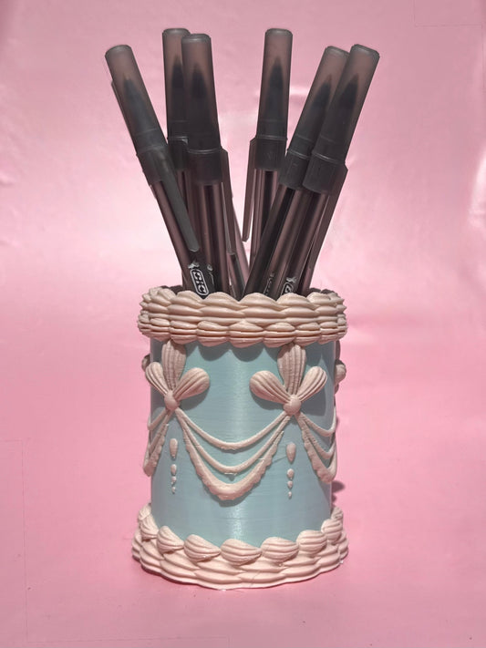 Teal Vintage Cake Pencil & Pen Holder