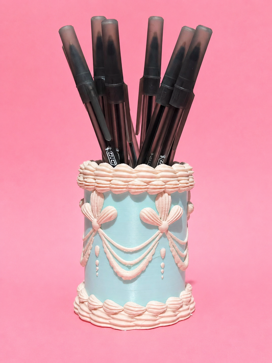 Teal Vintage Cake Pencil & Pen Holder